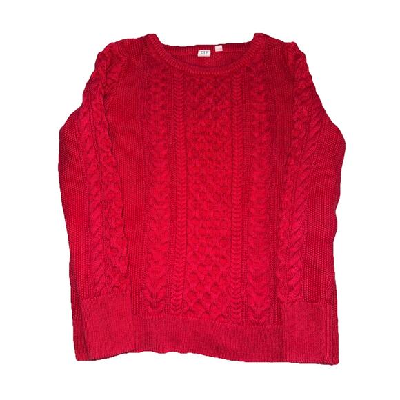 Gap Red Cable Knit Cotton Sweater Women’s Large - Picture 1 of 7